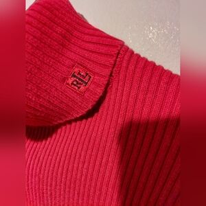 Lauren Ralph Lauren LRL Red Ribbed Turtleneck Sweater Large Preppy Heritage Y2K